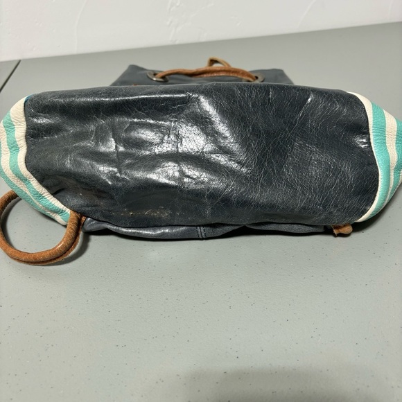 The Sak Backpack Drawstring Striped Leather Purse Bag Women's - Picture 5 of 7